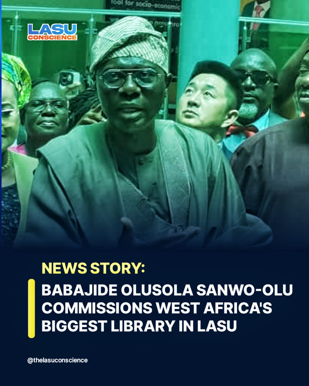 BABAJIDE OLUSOLA SANWO-OLU COMMISSIONS WEST AFRICA’S BIGGEST LIBRARY IN LASU